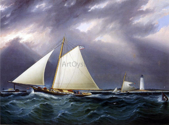  James E Buttersworth A Match between the Yachts Vision and Meta - Rough Weather - Canvas Art Print