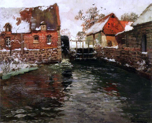  Fritz Thaulow A Mill - Canvas Art Print