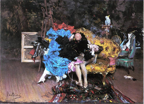  Giovanni Boldini The Model and the Mannequin (also known as Berthe in the Studio) - Canvas Art Print