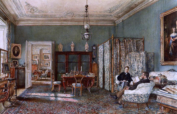  Rudolf Von Alt The Morning Room of the Palais Lanckoronski, Vienna - Canvas Art Print