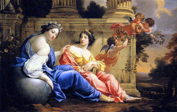  Simon Vouet The Muses Urania and Calliope - Canvas Art Print