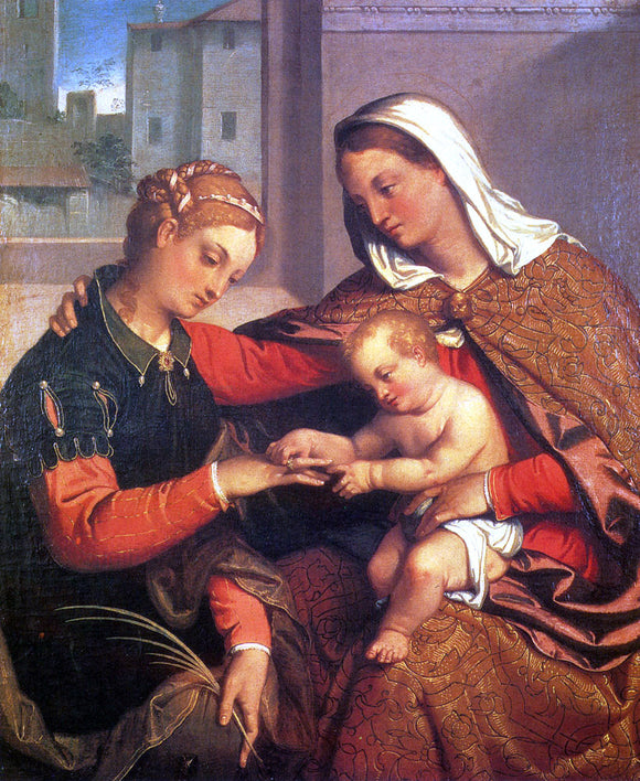  Giovanni Battista Moroni The Mystic Marriage of St. Catherine - Canvas Art Print