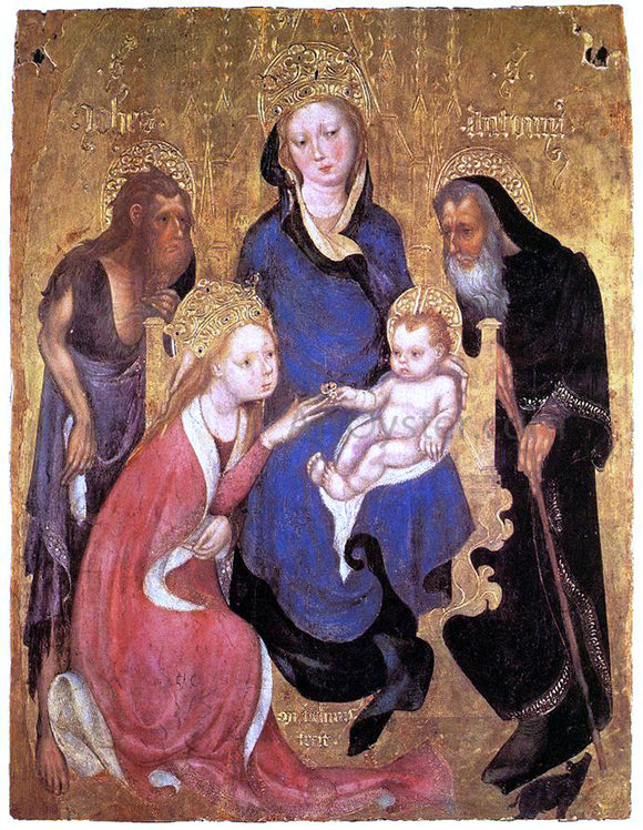  Michelino Da Besozzo The Mystic Marriage of St Catherine, St John the Baptist, St Antony Abbot - Canvas Art Print