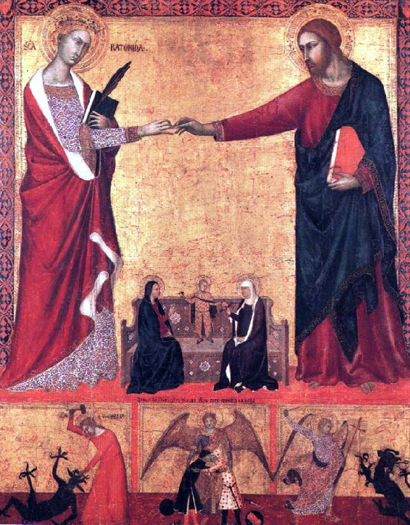  Barna Da siena The Mystical Marriage of Saint Catherine - Canvas Art Print