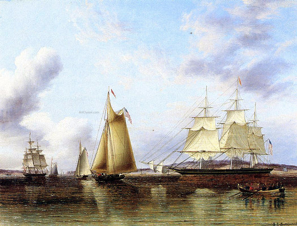  James E Buttersworth The 'N.B.Palmer' at Anchor off Staten Island - Canvas Art Print