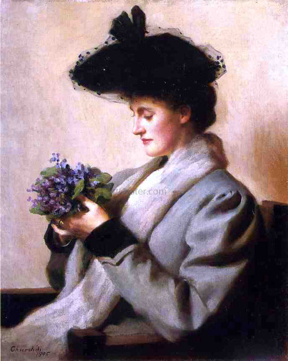  William Worchester Churchill The Nosegay of Violets: Portrait of a Woman - Canvas Art Print