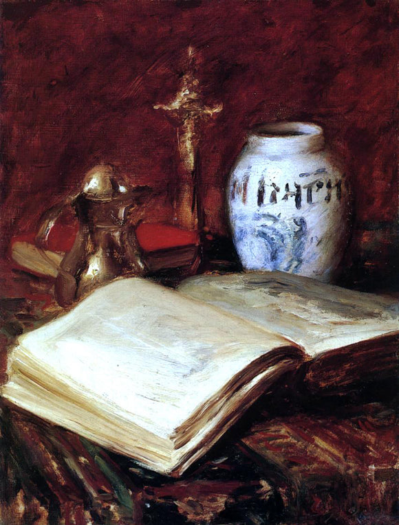  William Merritt Chase The Old Book - Canvas Art Print