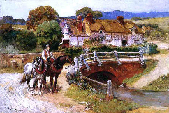  Frederick Arthur Bridgeman The Old Bridge, Normandy - Canvas Art Print