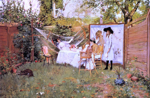  William Merritt Chase The Open Air Breakfast (also known as The Backyard, Breakfast Out of Doors) - Canvas Art Print