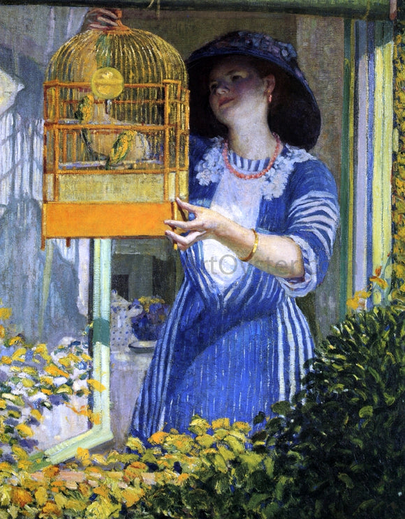  Frederick Carl Frieseke The Open Window (also known as The Bird Cage) - Canvas Art Print