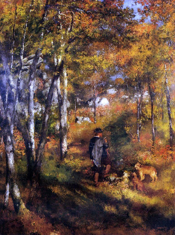  Pierre Auguste Renoir The Painter Jules Le Coeur Walking His Dogs in the Forest of Fontainebleau - Canvas Art Print