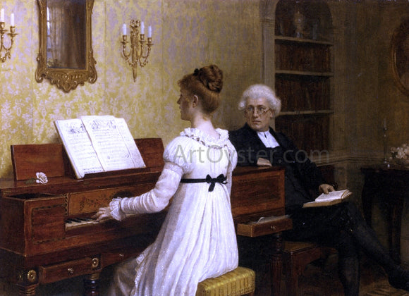  Edmund Blair Leighton The Piano Lesson - Canvas Art Print