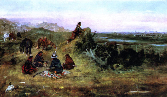  Charles Marion Russell The Piegans Preparing to Steal Horses from the Crows - Canvas Art Print