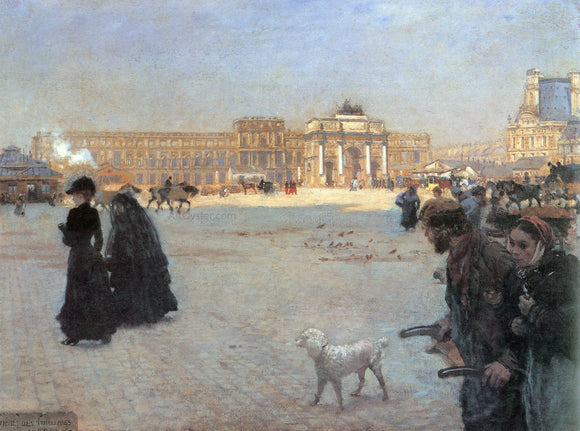  Giuseppe De Nittis The Place de Carrousel and the Ruins of the Tuileries Palace in 1882 - Canvas Art Print