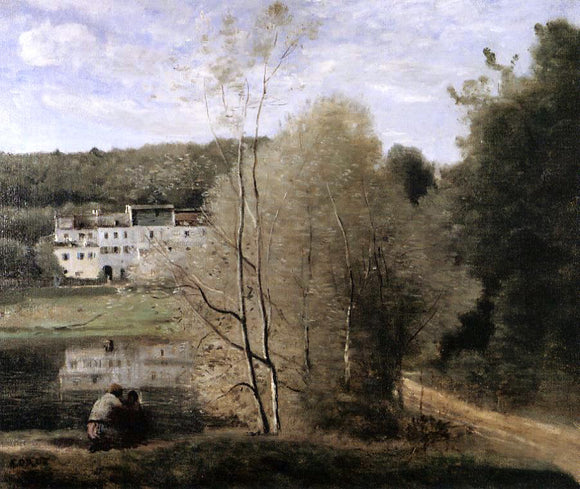  Jean-Baptiste-Camille Corot The Pond and the Cabassud Houses at Ville-d'Avray - Canvas Art Print