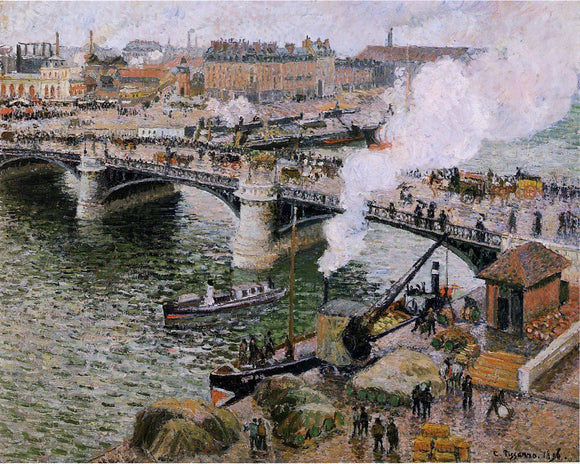  Camille Pissarro The Pont Boieldieu, Rouen: Damp Weather - Canvas Art Print