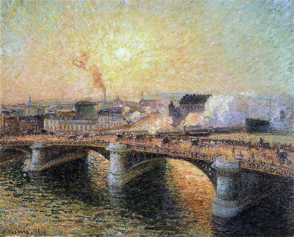 Camille Pissarro The Pont Boieldieu, Rouen: Sunset - Canvas Art Print