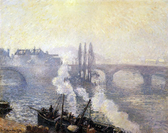  Camille Pissarro The Pont Corneille , Rouen: Morning Mist - Canvas Art Print