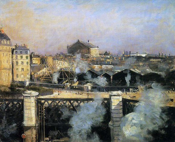  Norbert Goeneutte The Pont de l'Europe and the Gare Saint-Lazare with Scaffolding - Canvas Art Print