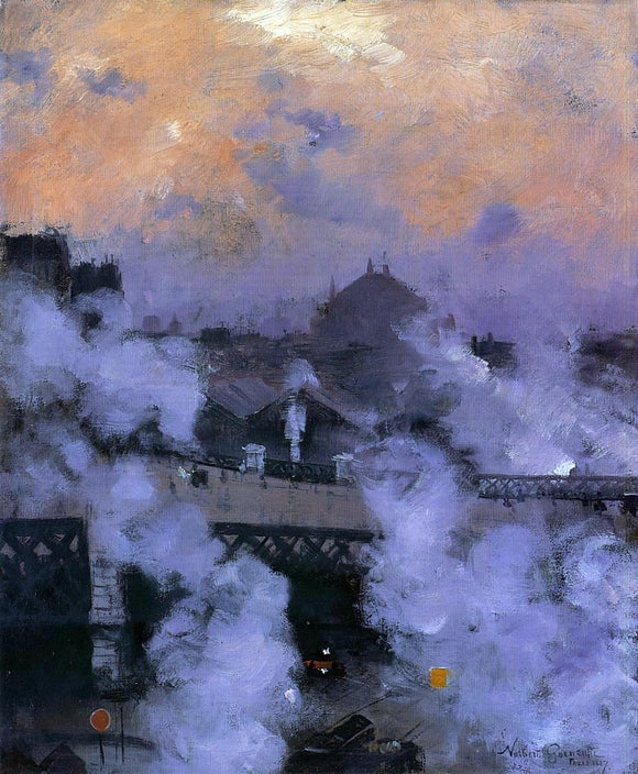  Norbert Goeneutte The Pont de l'Europe at Night - Canvas Art Print