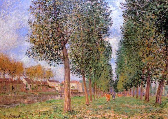  Alfred Sisley The Poplar Avenue at Moret, Cloudy Day, Morning - Canvas Art Print