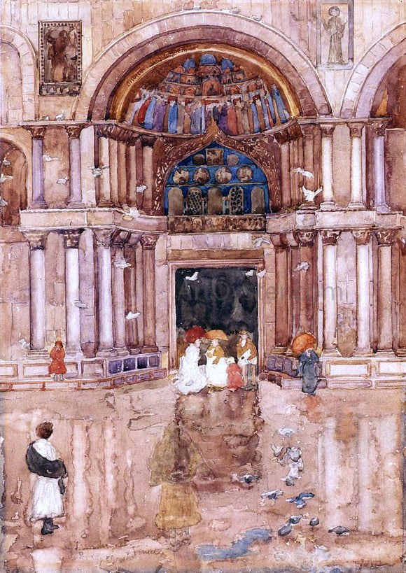  Maurice Prendergast The Porch with the Old Mosaics, St. Marks, Venice - Canvas Art Print