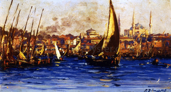  Fausto Zonaro The Port of Istambul - Canvas Art Print