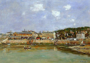  Eugene-Louis Boudin The Port of Trouville, the Market Place and the Ferry - Canvas Art Print