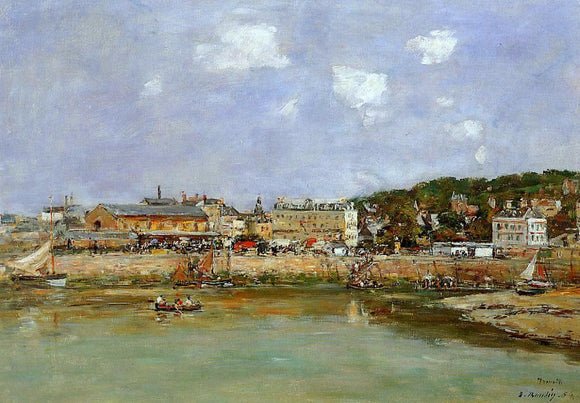  Eugene-Louis Boudin The Port of Trouville, the Market Place and the Ferry - Canvas Art Print