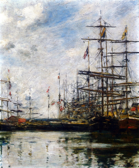  Eugene-Louis Boudin The Port, Ships at Dock - Canvas Art Print