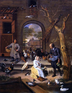  Jan Steen The Poultry Yard - Canvas Art Print