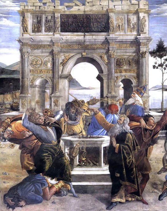  Sandro Botticelli The Punishment of Korah and the Stoning of Moses and Aaron (detail 1) (Cappella Sistina, Vatican) - Canvas Art Print