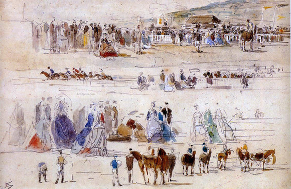  Eugene-Louis Boudin The Racetrack at Deauville - Canvas Art Print
