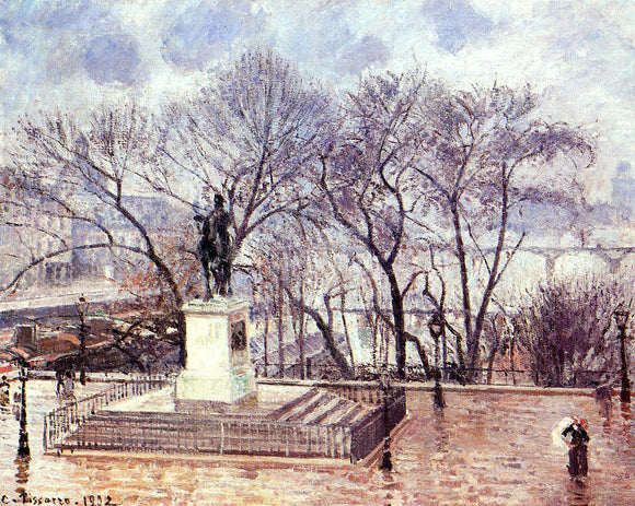  Camille Pissarro The Raised Terrace of the Pont-Neuf, Place Henri IV: Afternoon, Rain - Canvas Art Print