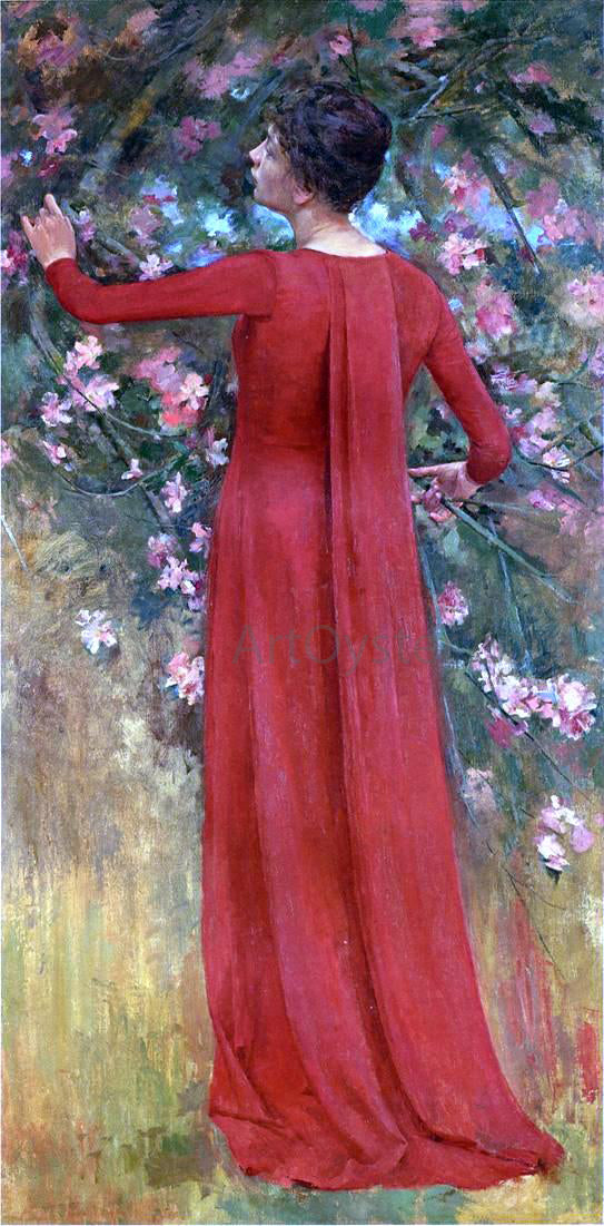 Theodore Robinson The Red Gown (also known as His Favorite Model) - Canvas Art Print