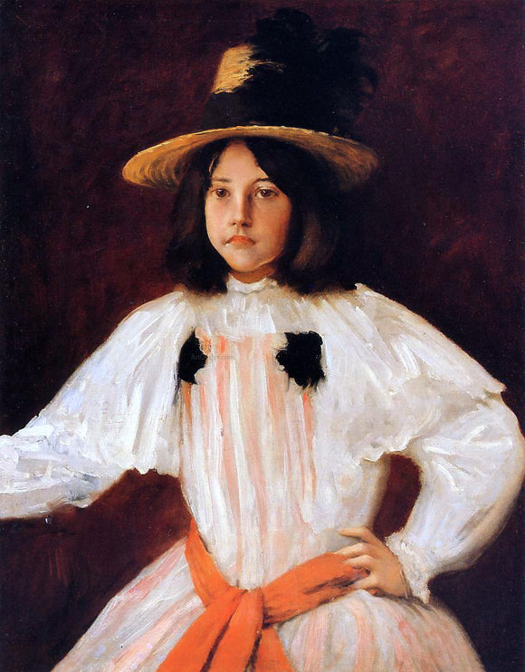  William Merritt Chase The Red Sash (also known as Portrait of the Artist's Daughter) - Canvas Art Print