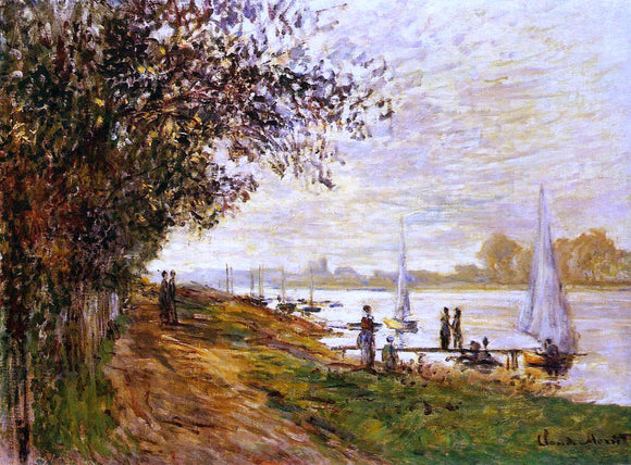  Claude Oscar Monet The Riverbank at Le Petit-Gennevilliers, Sunset - Canvas Art Print