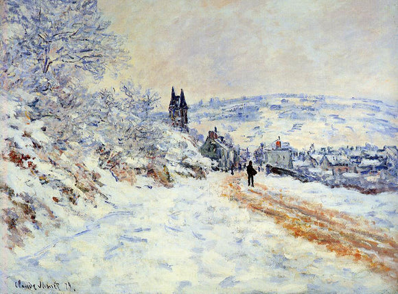  Claude Oscar Monet The Road to Vetheuil, Snow Effect - Canvas Art Print