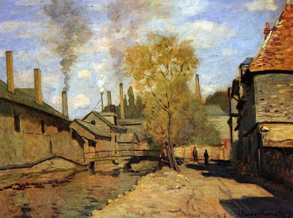  Claude Oscar Monet The Robec Stream, Rouen (also known as Factories at Deville, near Rouen) - Canvas Art Print