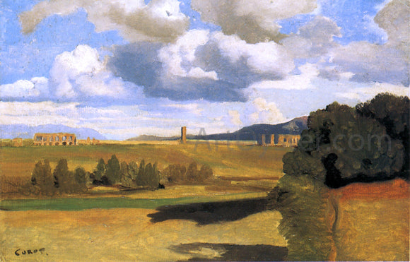  Jean-Baptiste-Camille Corot The Roman Campaagna with the Claudian Aqueduct - Canvas Art Print