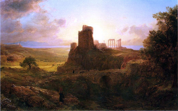  Frederic Edwin Church The Ruins at Sunion, Greece - Canvas Art Print