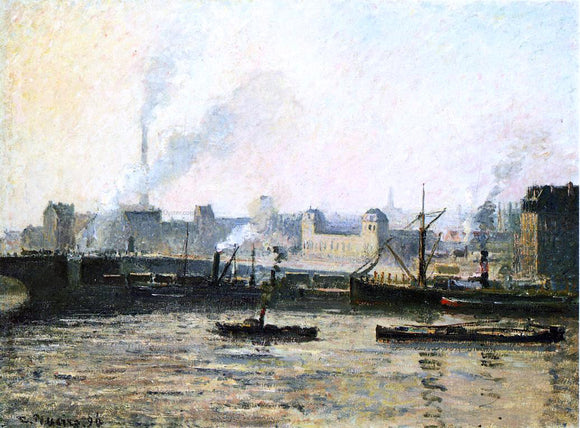  Camille Pissarro The Saint Sever Bridge at Rouen, Fog - Canvas Art Print