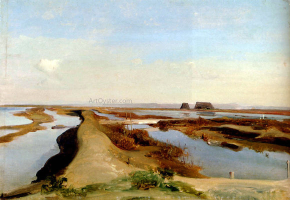  Jean-Baptiste-Adolphe Gibert The Salt Marshes, Ostia - Canvas Art Print