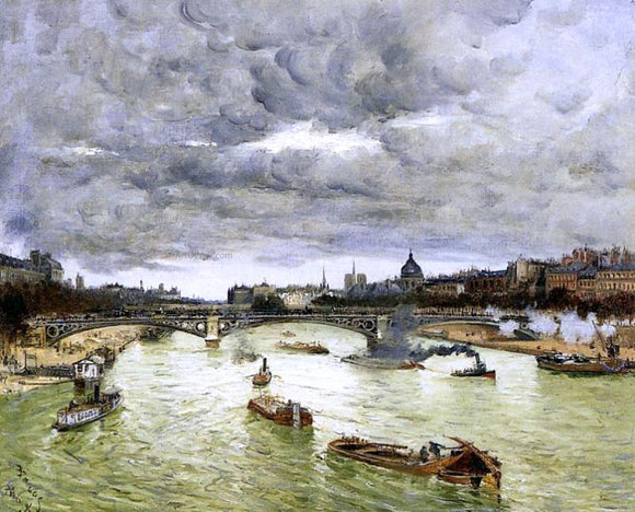  Frank Myers Boggs The Seine at Paris with the Pont du Carousel (also known as The Seine at Paris Pont Alexander III) - Canvas Art Print