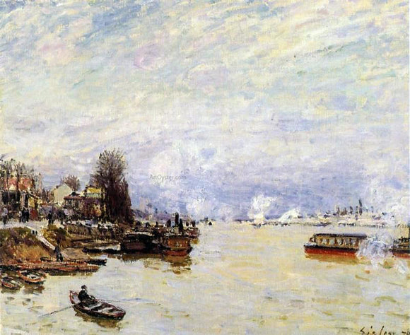  Alfred Sisley The Seine, View from the Quay de Pont du Jour - Canvas Art Print