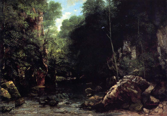  Gustave Courbet The Shaded Stream (also known as The Stream of the Puits Noire) - Canvas Art Print