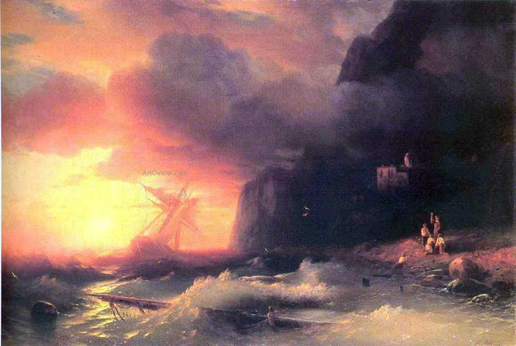 Ivan Constantinovich Aivazovsky The Shipwreck near Mountain of Aphon - Canvas Art Print