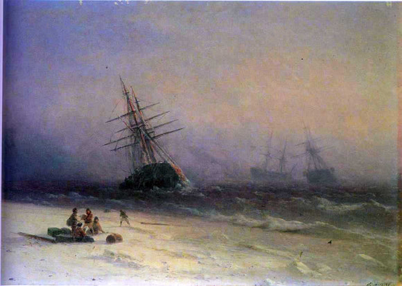  Ivan Constantinovich Aivazovsky The Shipwreck on Northern Sea - Canvas Art Print