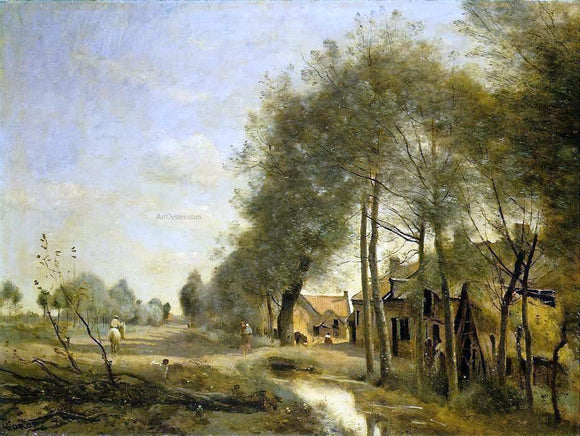  Jean-Baptiste-Camille Corot The Sin-le-Noble Road near Douai - Canvas Art Print