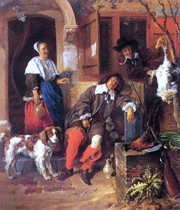  Gabriel Metsu The Sleeping Sportsman - Canvas Art Print